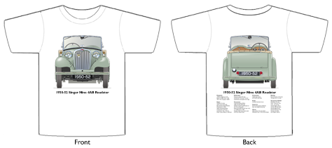 Singer Nine 4AB Roadster 1950-52 T-shirt Front & Back